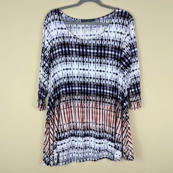 Rose & Olive Tops - Rose & Olive Patterned Shibori  Top Size 2X